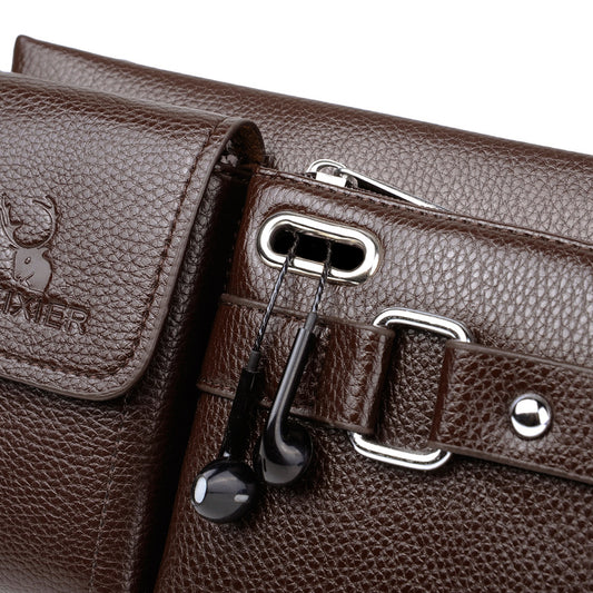 Men's bag fashion mobile phone bag sports waist bag multi-functional outdoor mobile phone bag pu boys crossbody bag cycling waist bag men